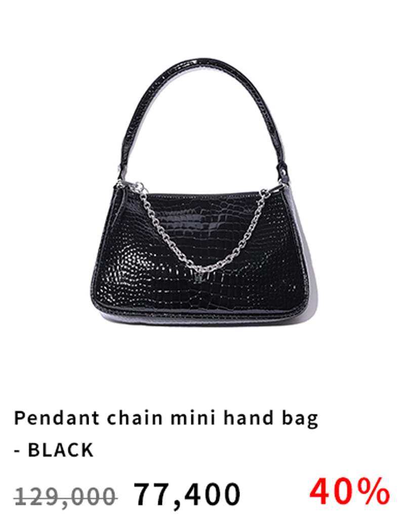 Pendant chain mini hand bag - BLACK