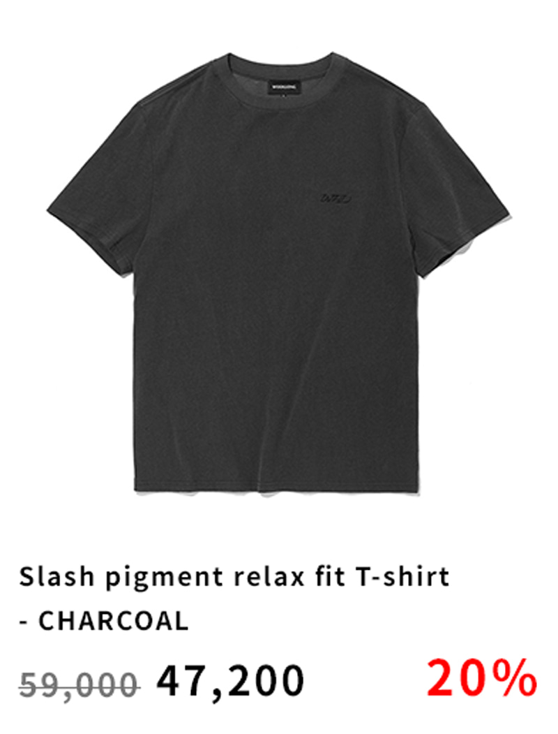 Slash pigment relax fit T-shirt - CHARCOAL
