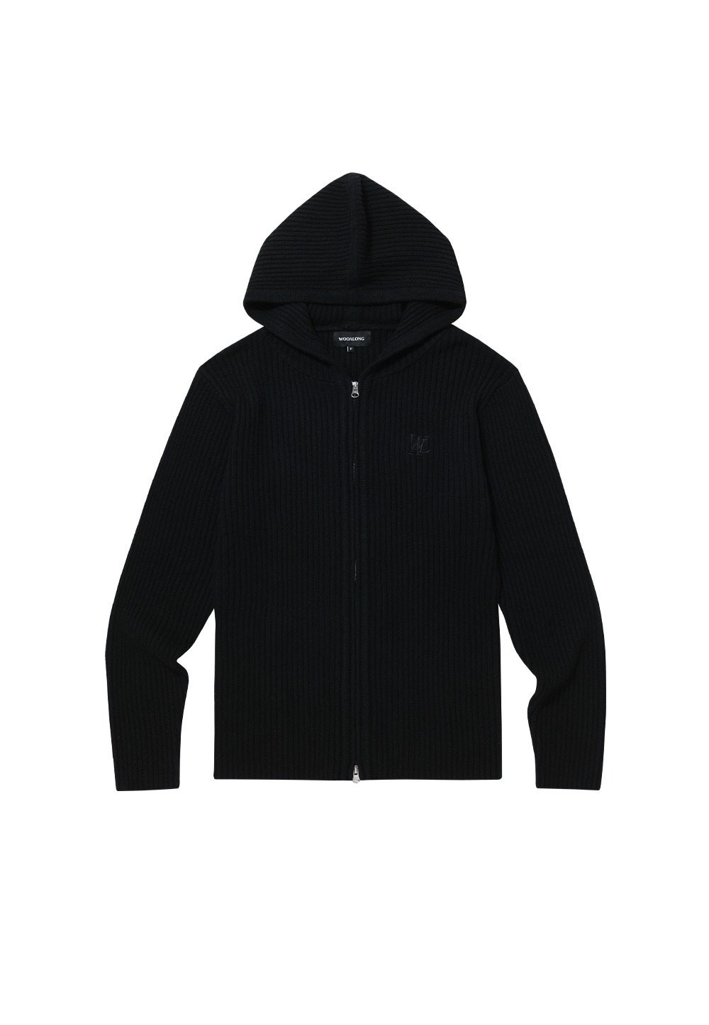 Signature hood knit zip-up - BLACK