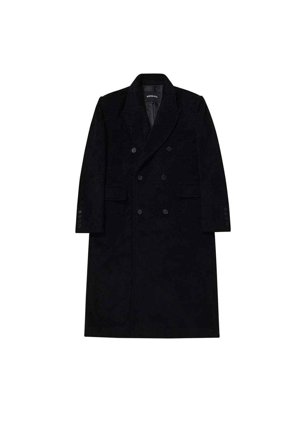 Oversized wool blend double coat - BLACK