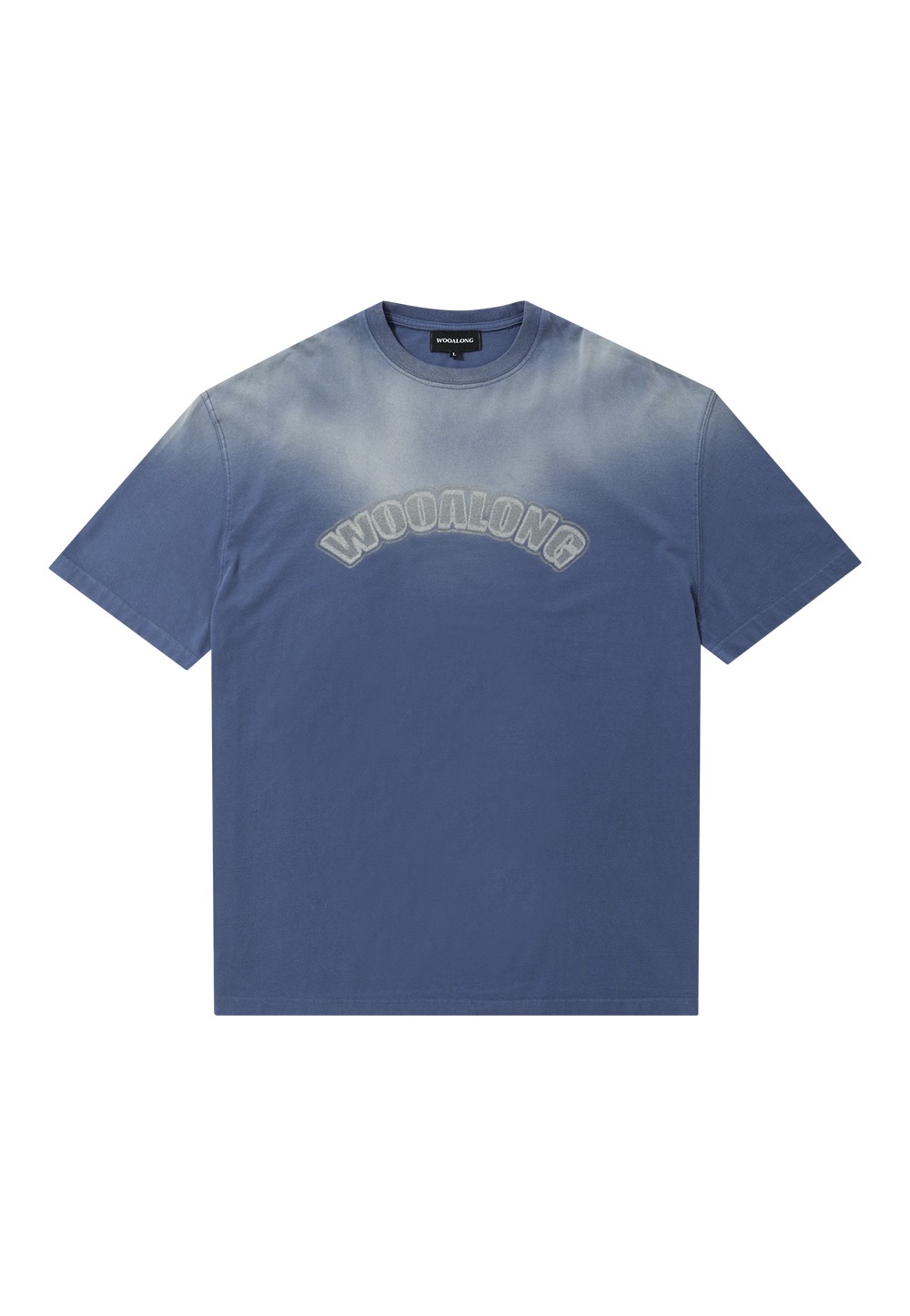 Lettering graphic vintage washing T-shirts - BLUE