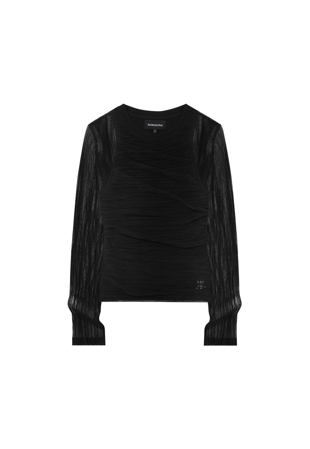Mesh layered T-shirts - BLACK