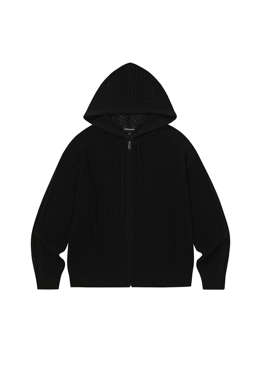 Scassi knit hood zip-up - BLACK