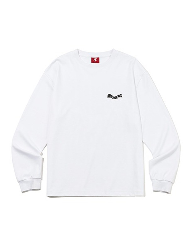 Shadow lettering loose long sleeve - WHITE